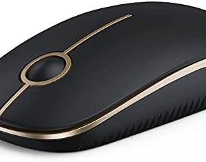 Vssoplor Wireless Mouse, 2.4G Slim Portable Computer Laptop Mouse with Nano Receiver Quiet Silent Optical Mice for Notebook, PC, Laptop, Computer-Black and Gold